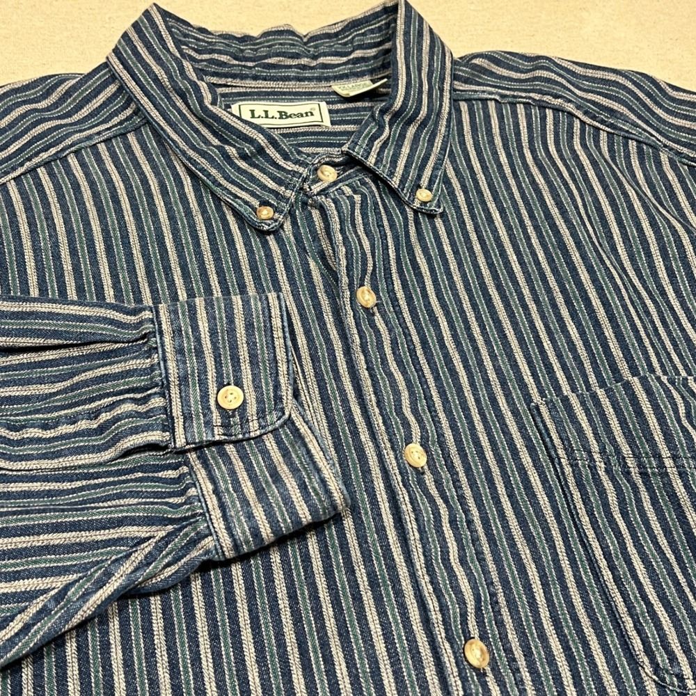 LL Bean Mens XX Large‎ Regular Button Down Striped Long Sleeve Shirt